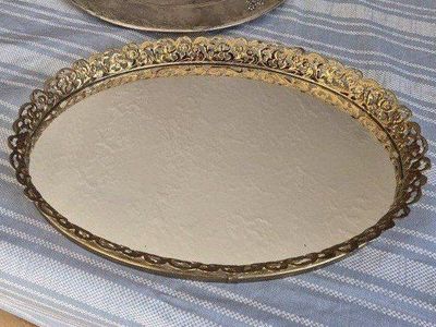 Ornate Gold Mirrored Vanity Tray