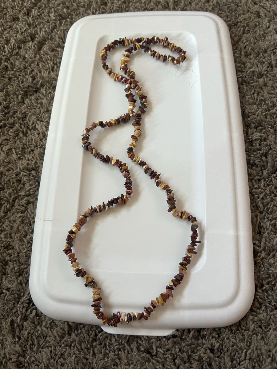 Chunky Stone Chip Necklace - Earth Tones, Brown, Tan, Maroon - Long Statement Piece