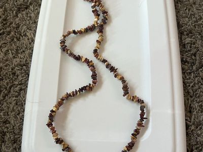 Chunky Stone Chip Necklace - Earth Tones, Brown, Tan, Maroon - Long Statement Piece