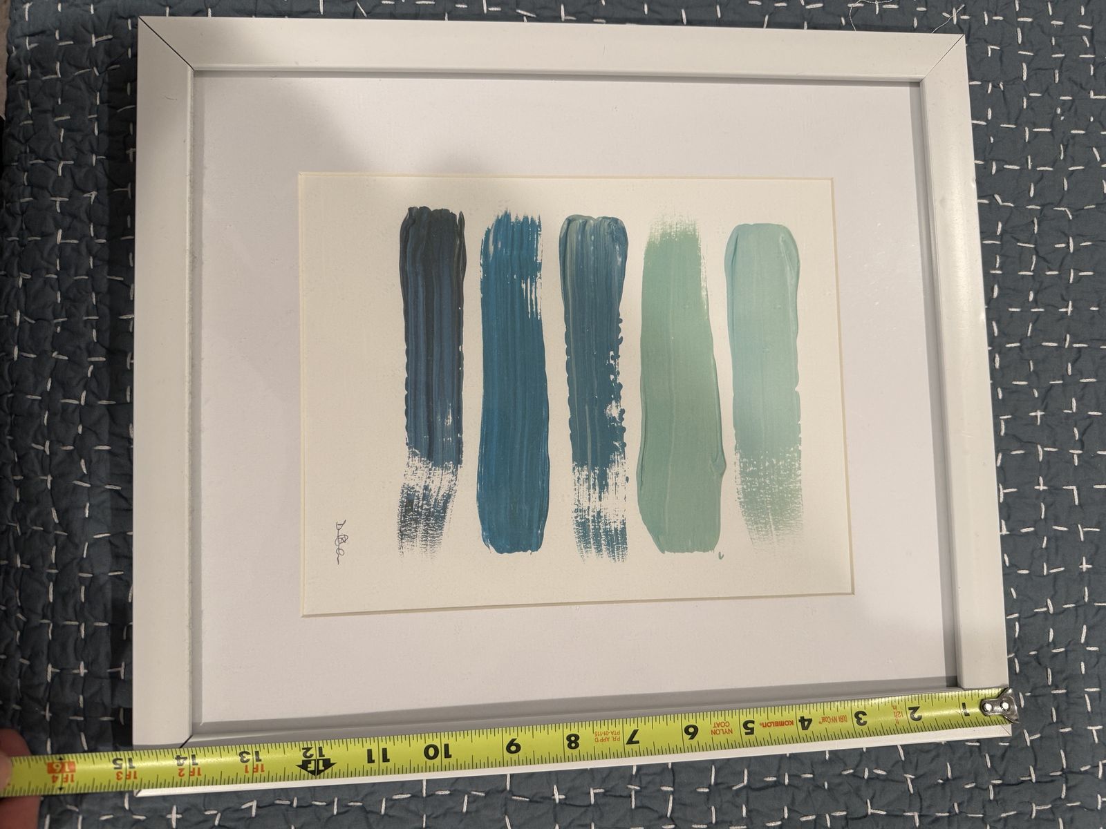 Abstract Blue and Green Brush Stroke Framed Wall Art 15x13 - 2