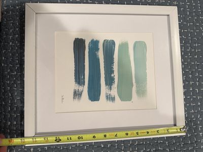Abstract Blue and Green Brush Stroke Framed Wall Art 15x13 - 2