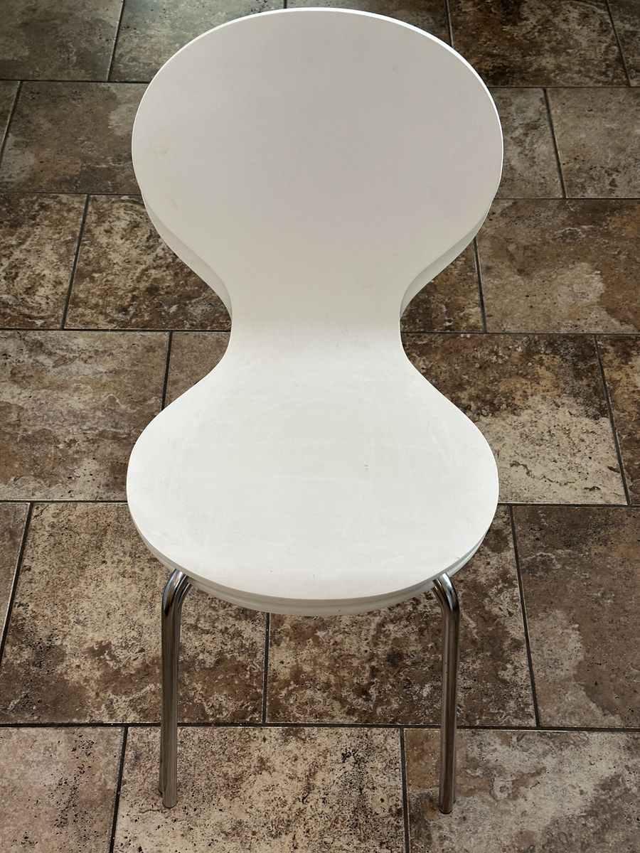 White Hourglass Chair with Chrome Legs - Modern Dining/Accent Chair