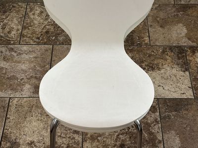 White Hourglass Chair with Chrome Legs - Modern Dining/Accent Chair