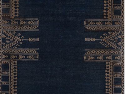 New. Handmade 8x10 Navy And Gold Kilim Area Rug
