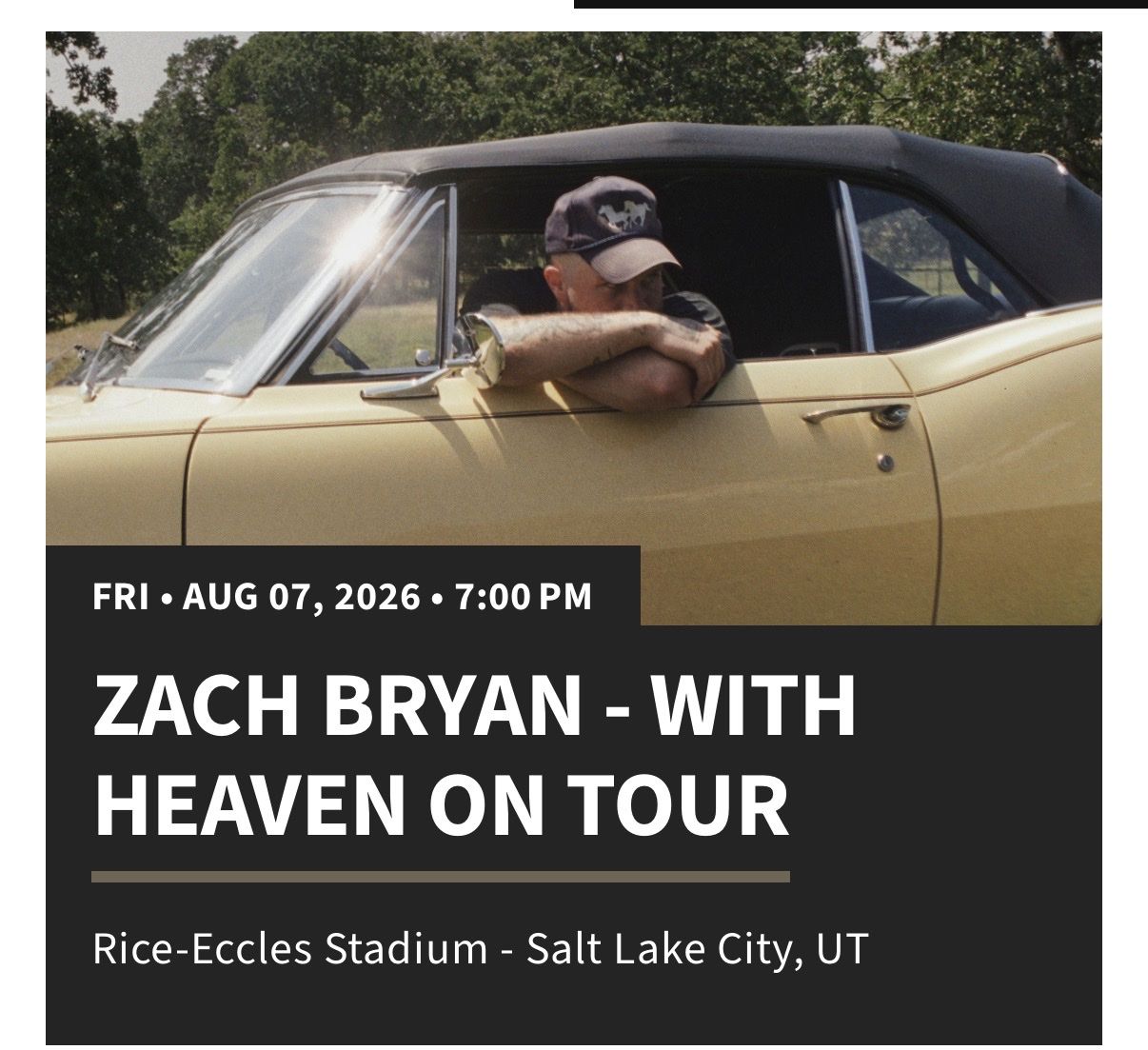Zach Bryan With Heaven On Tour SLC August 7