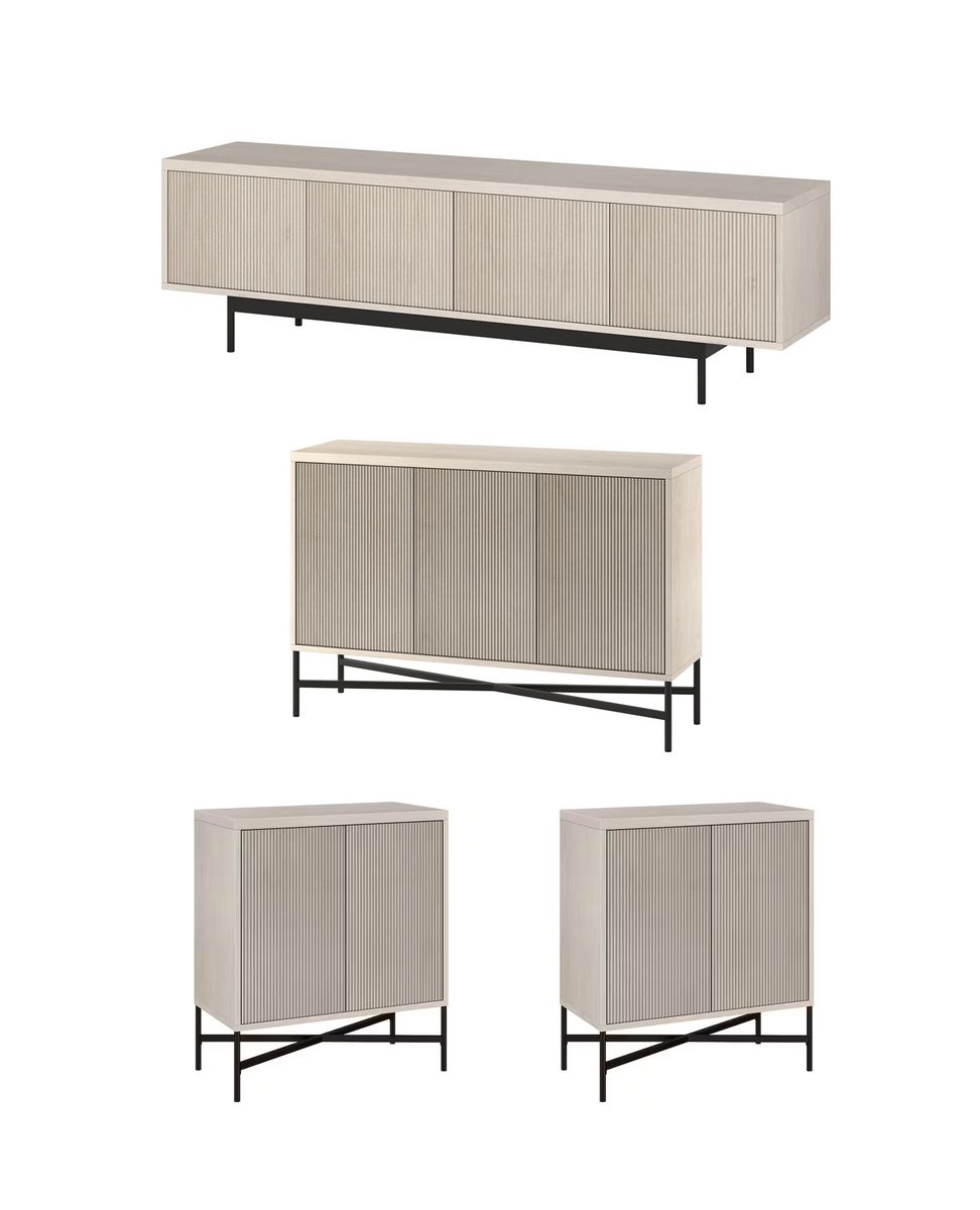 Walker Edison Costal Oak Fluted Collection (TV Stand, Two Accent Cabinets & Sideboard)