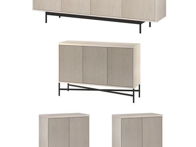 Walker Edison Costal Oak Fluted Collection (TV Stand, Two Accent Cabinets & Sideboard)