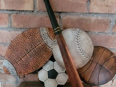 Football Soccer, Baseball Bat, Basketball Metal Sp