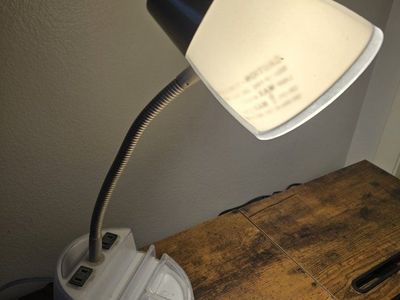 Desk Lamp with Integrated Outlets and Organizer Base