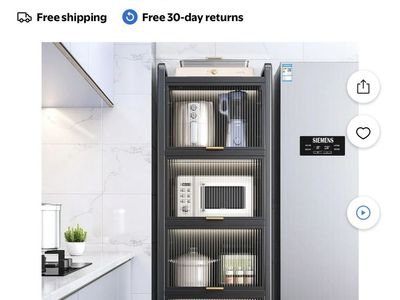 Joybos 5-Tier Narrow Carbon Steel Kitchen Storage Cabinet - Black/Gray, 61.42" H, Microwave Shelf