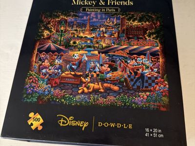 Disney DOWDLE Mickey & Friends Painting in Paris 500-Piece Jigsaw Puzzle 16x20in