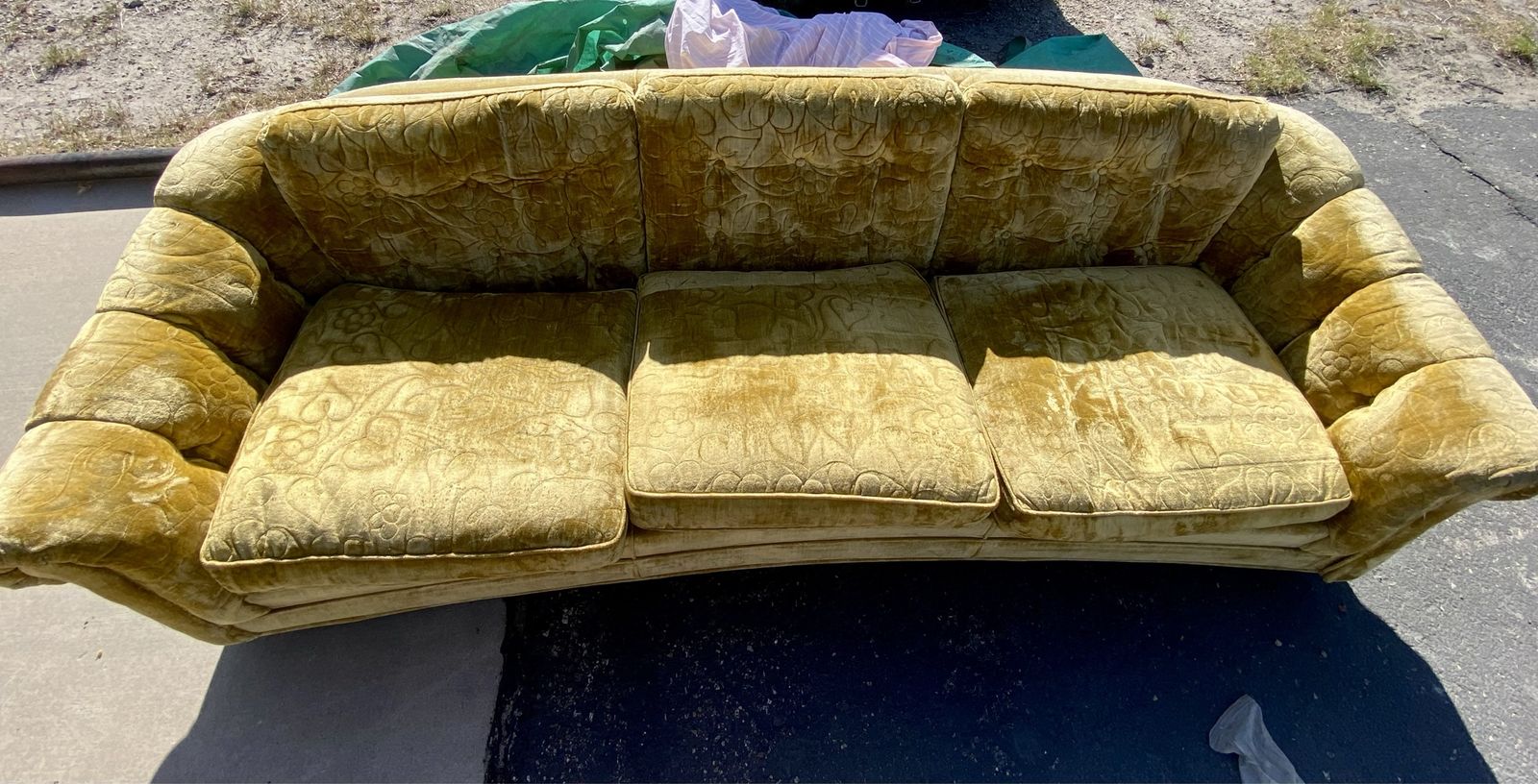 Vintage crushed velvet couch and love seat