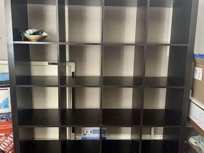 Large Black 4x4 Cube Storage Shelf Unit - Versatile Display & Organization