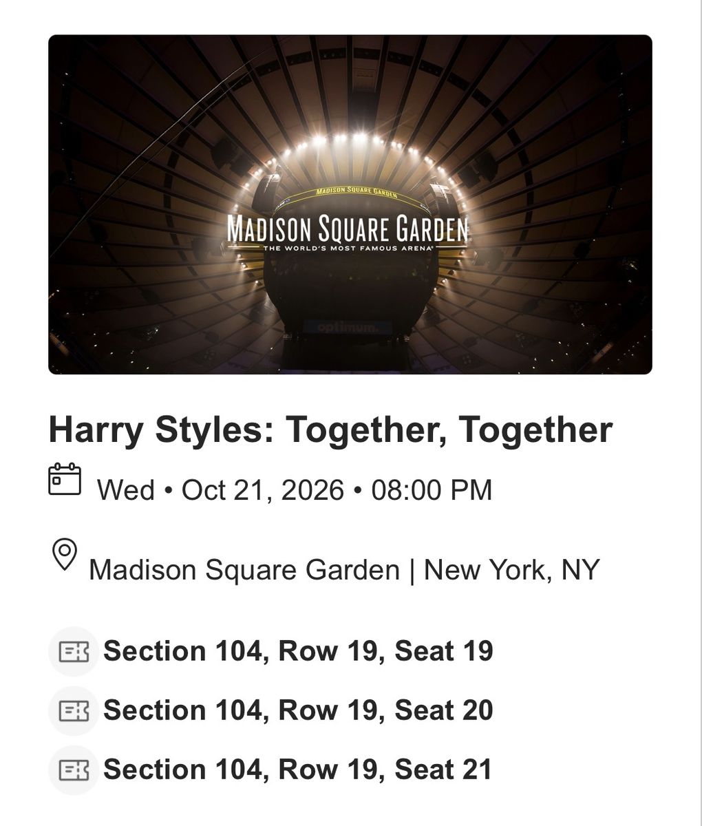 Harry Styles:  Together, Together - October 21, 2026 at 8:00PM
