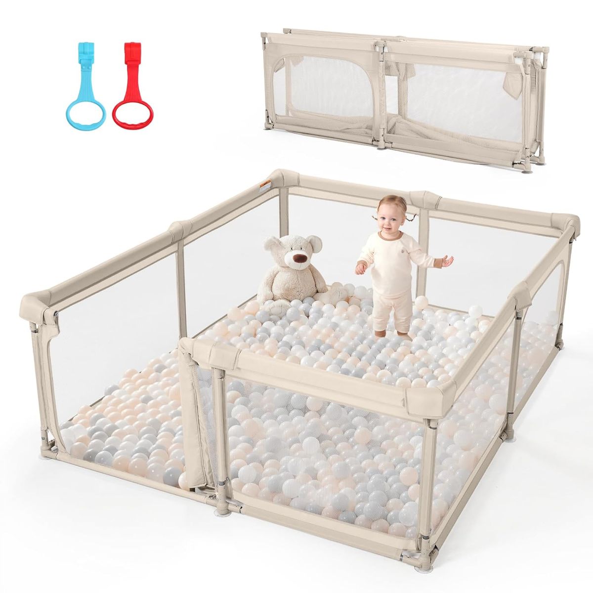 NEW Baby Playpen,79"x71" Foldable Playpen for Babies and Toddlers with Gate,Large