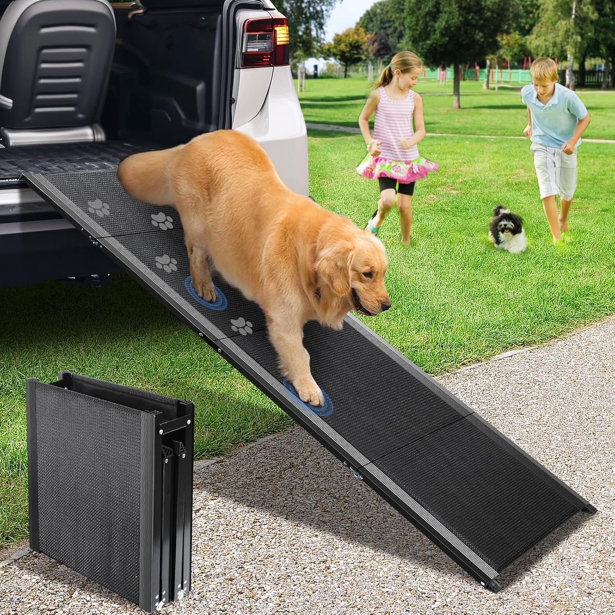 NEW Dog Ramp, Dog Ramp for Car with Anti-Slip Surface, 63''x17.3'' Folding Pet Ramp 250 lbs