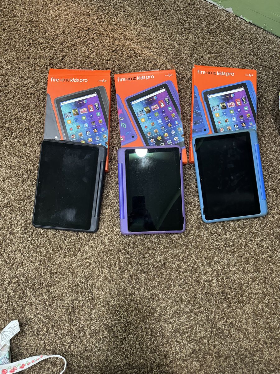 3 Amazon Fire HD 10 Kids Pro Tablets Set of 3 with Original Boxes