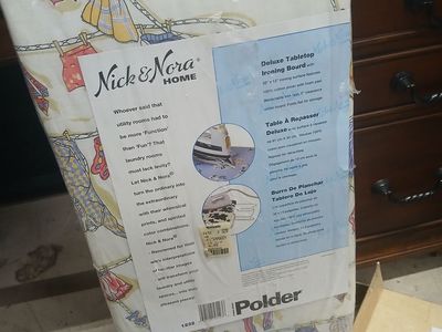 Polder Nick & Nora Home Deluxe Tabletop Ironing Board - 32" x 12" Clothesline Print, Foldable