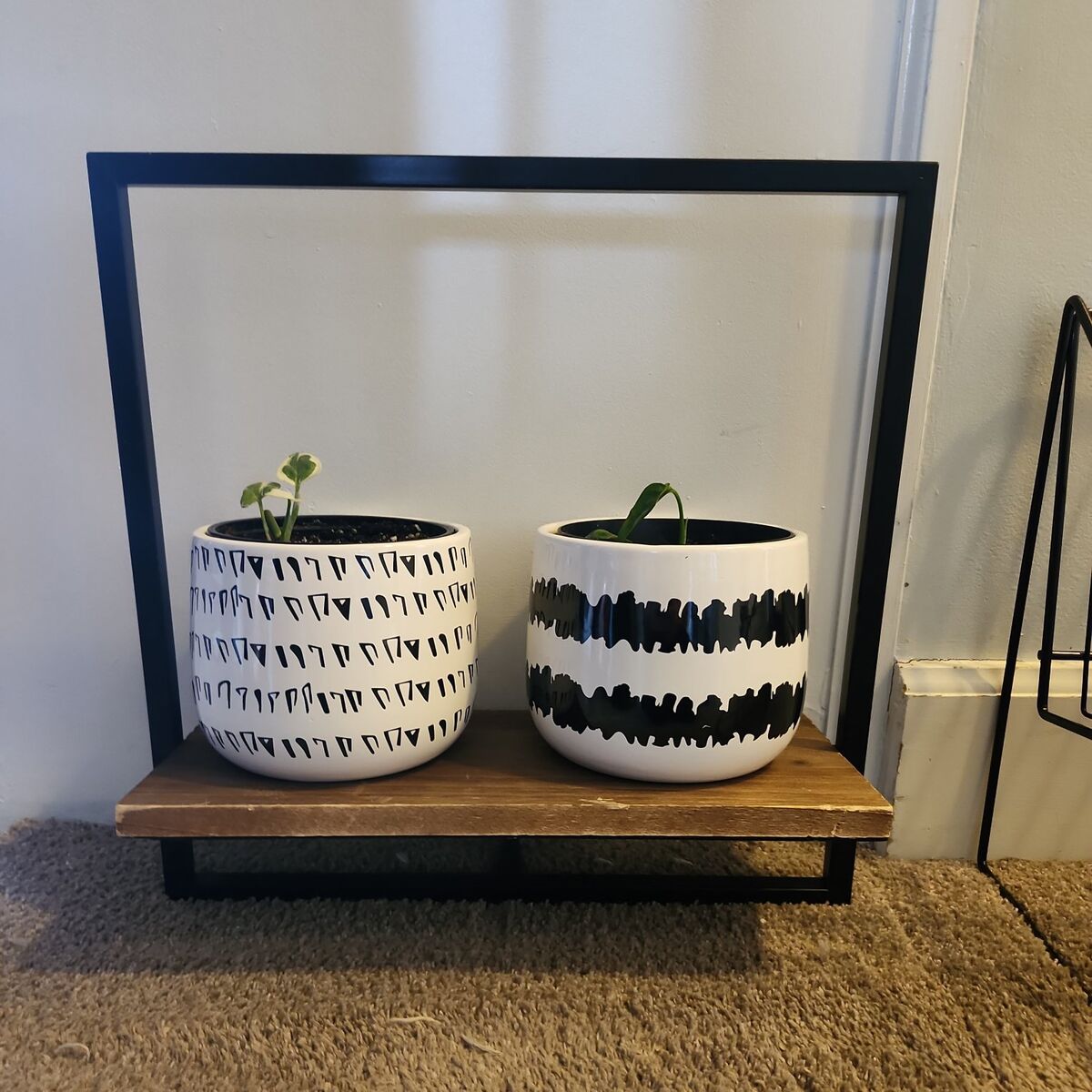 Real Wood Wall Shelf with Metal Frame