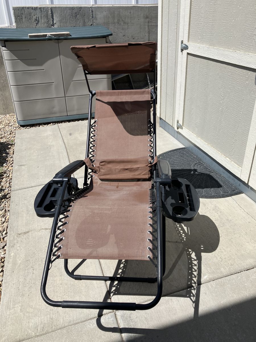 Reclining Outdoor Patio Lounge Chair with Overhead Sunshade