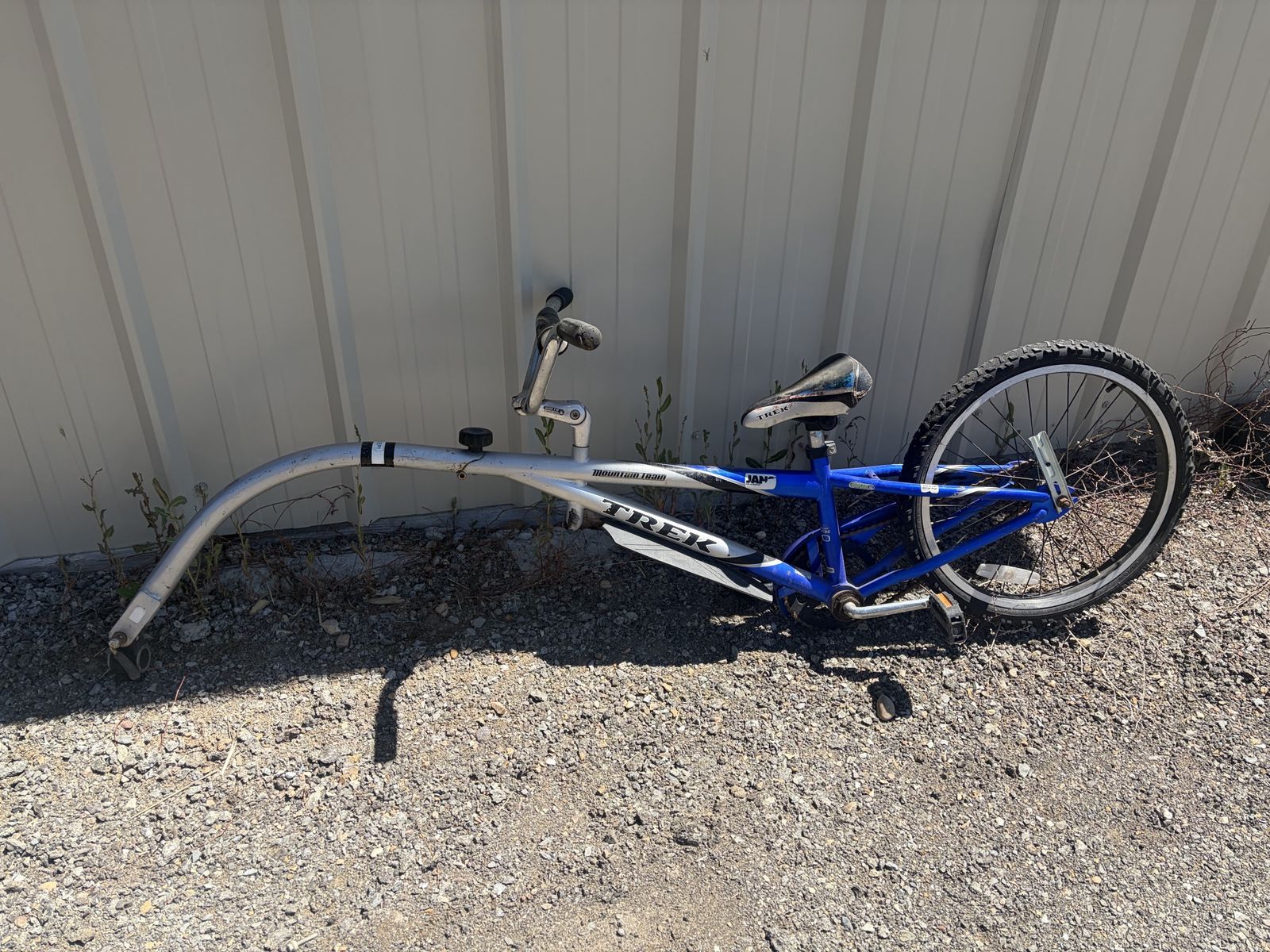Trek Mountain Train Blue & Silver Tag-Along Bike Trailer for Kids - Good Condition