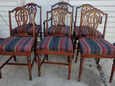 Vintage 1930s regency style reeded leg dining chai