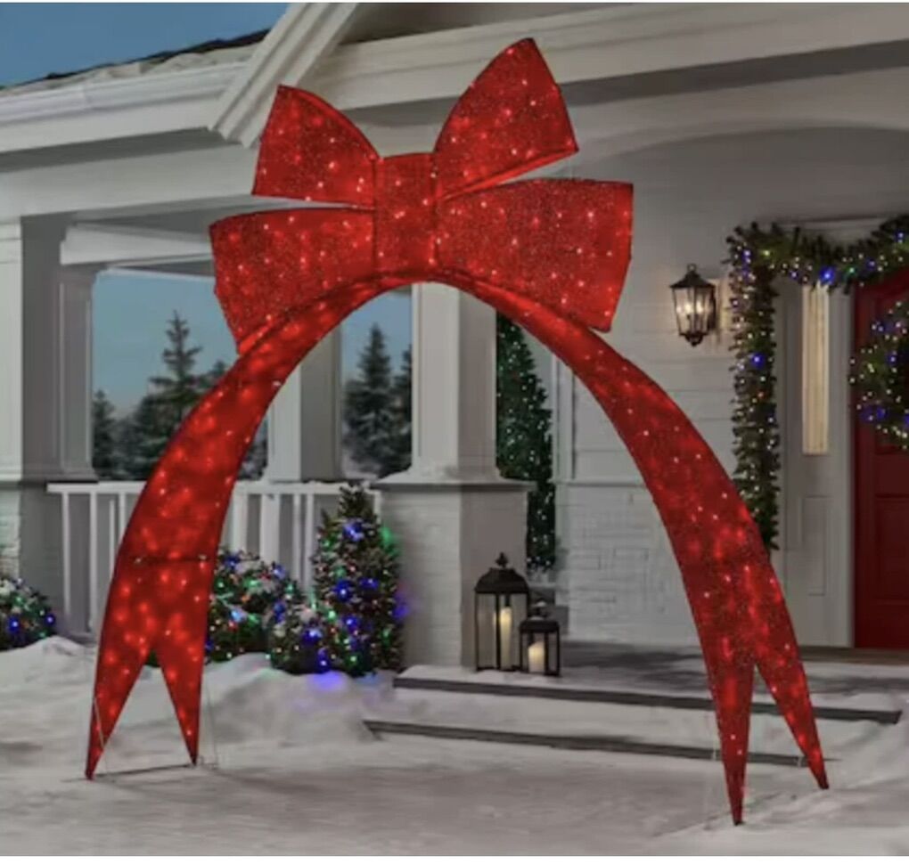 GIant LED Red Bow Archway 9.5 Feet
