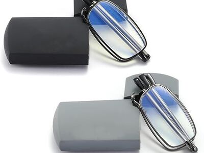 Sevenplus 2 Pack Reading Glasses Blue Light Blocking, Anti UV Glare, Foldable Spring Hinge Readers (2.0x, 2.5x, 2.75x or 5.0x)