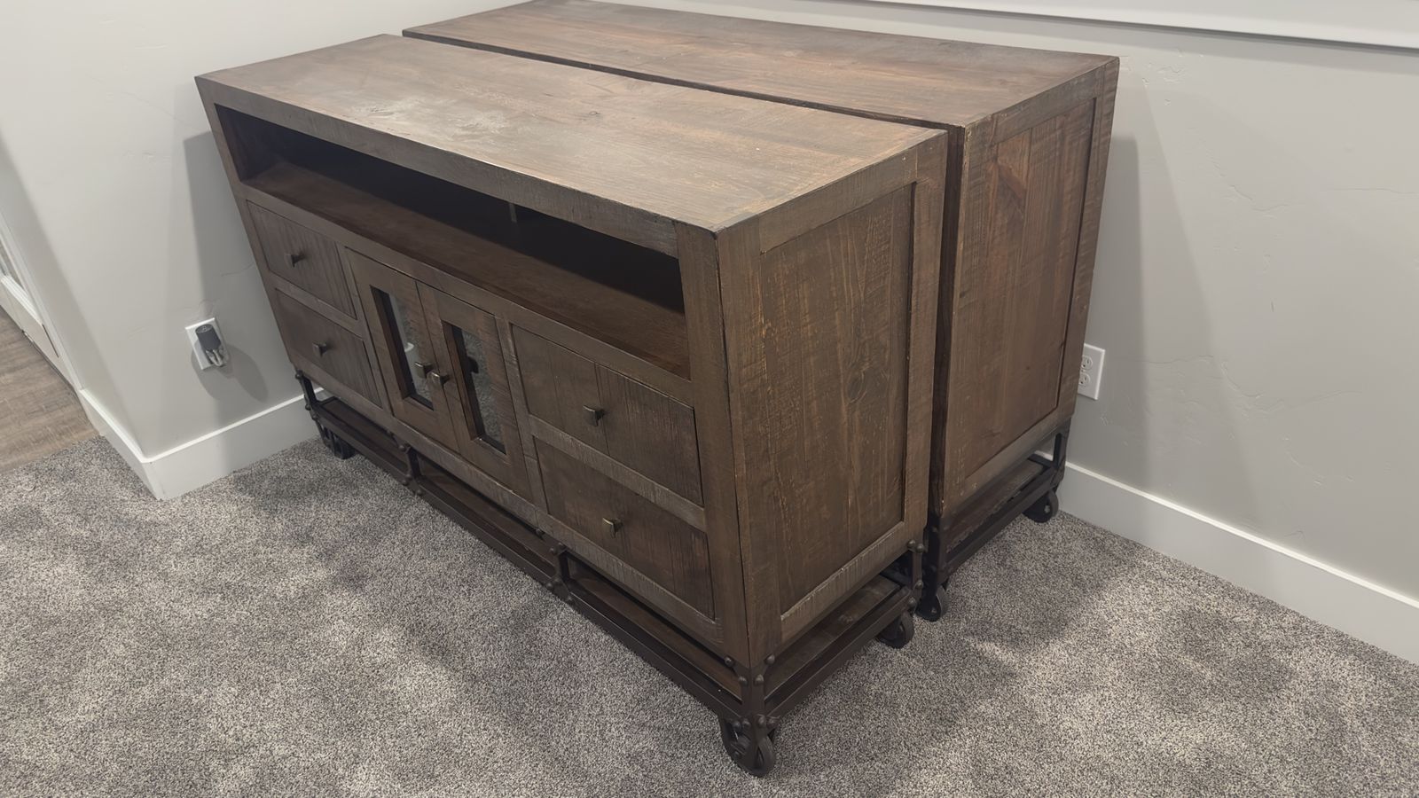 Solid Wood And Metal Entertainment Centers (2)