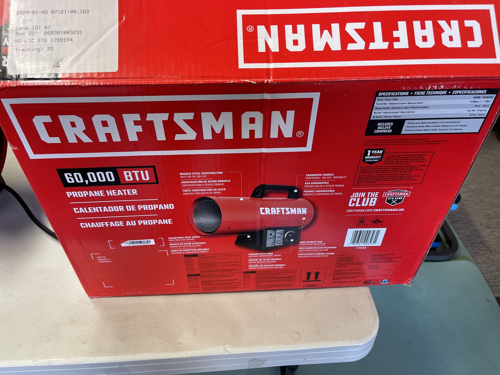 Craftsman 60,000 BTU Propane Garage Heater
