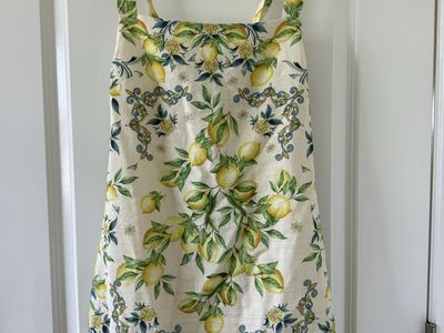 H&M Lemon Print Sleeveless Mini Sundress with Tie Back Size Medium NWT