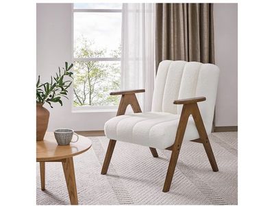 Boucle Fabric Mid Century Accent Chair
