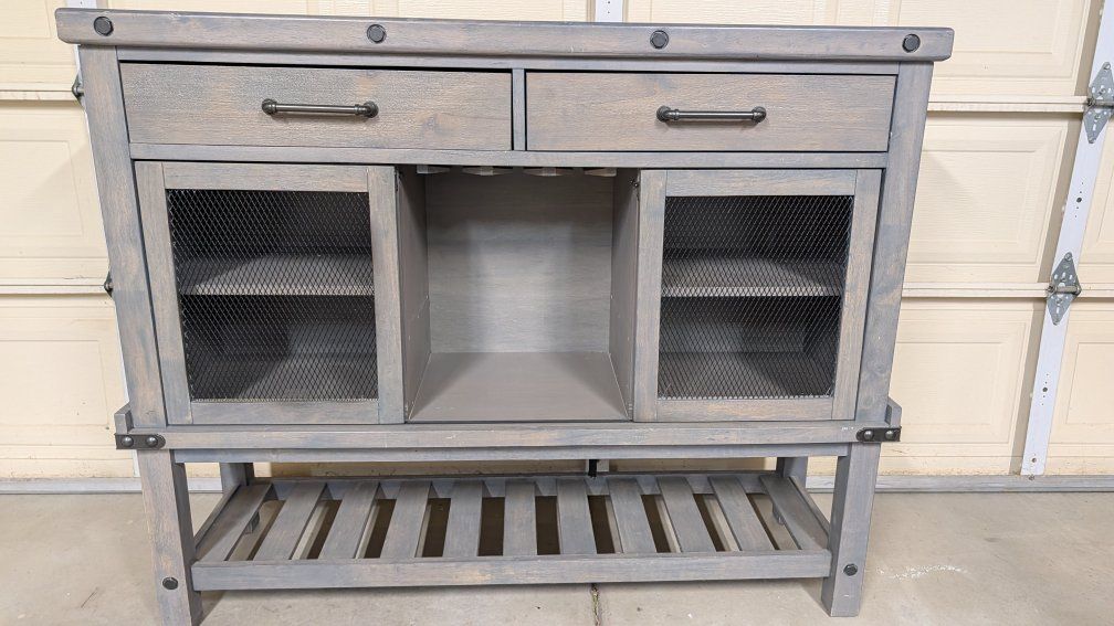Farmhouse Gray Wood Console Table Entertainment Center Storage Cabinet - Awesome!