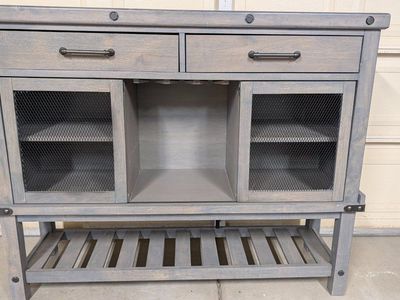 Farmhouse Gray Wood Console Table Entertainment Center Storage Cabinet - Awesome!