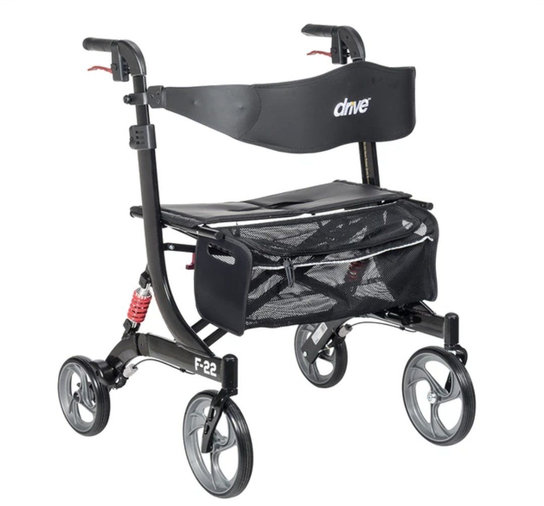 450lbs Heavy-Duty Drive Medical F-22 HD Rollator with Bag Shock-absorbing