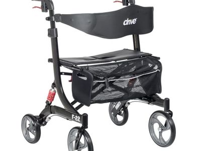 450lbs Heavy-Duty Drive Medical F-22 HD Rollator with Bag Shock-absorbing