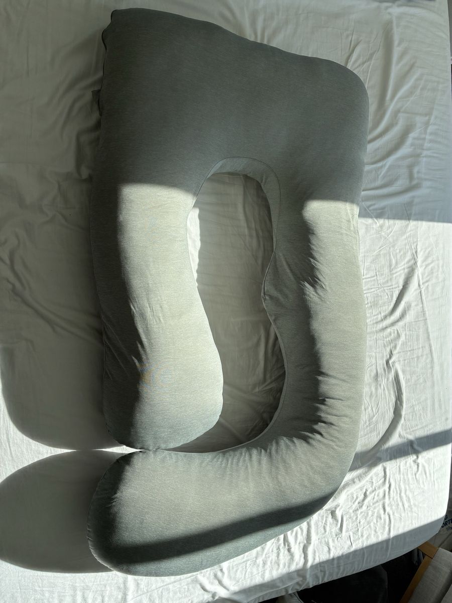 Momcozy U-Shaped Pregnancy Pillow, Grey Full Body Support, Maternity Comfort Cushion