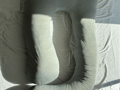 Momcozy U-Shaped Pregnancy Pillow, Grey Full Body Support, Maternity Comfort Cushion