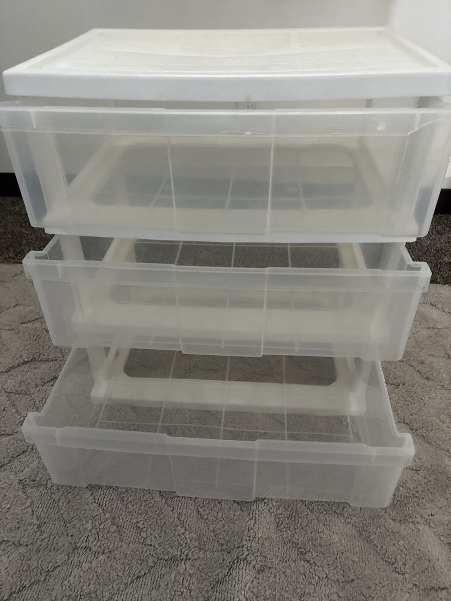 3-Drawer Plastic Storage Cart Organizer - White and Clear