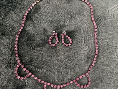 Rhinestone Necklace / Choker and Earring Set - Vintage