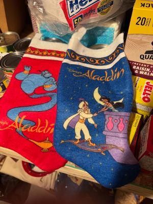 Vintage Disney Aladdin Christmas stockings – Genie, Aladdin & Jasmine – set of 2