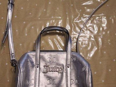 Juicy Couture Silver Embossed Satchel Crossbody Bag