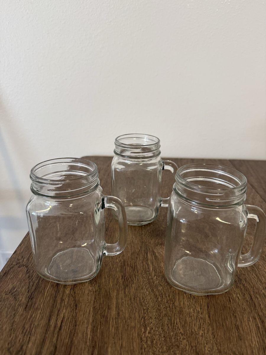 3 Mason Jars with Handles