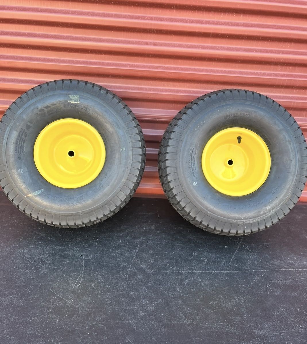 New Set of 2 20X10.00-8 Rear Lawn Tractor Tires Mounted on New Wheels 3/4” Keyed Center Bore $60.00 for Both