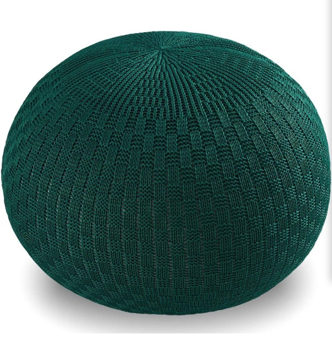 NEW! Artplan Knitted Pouf Ottoman - New, Compressed Package, Army Green (see photos for actual color)