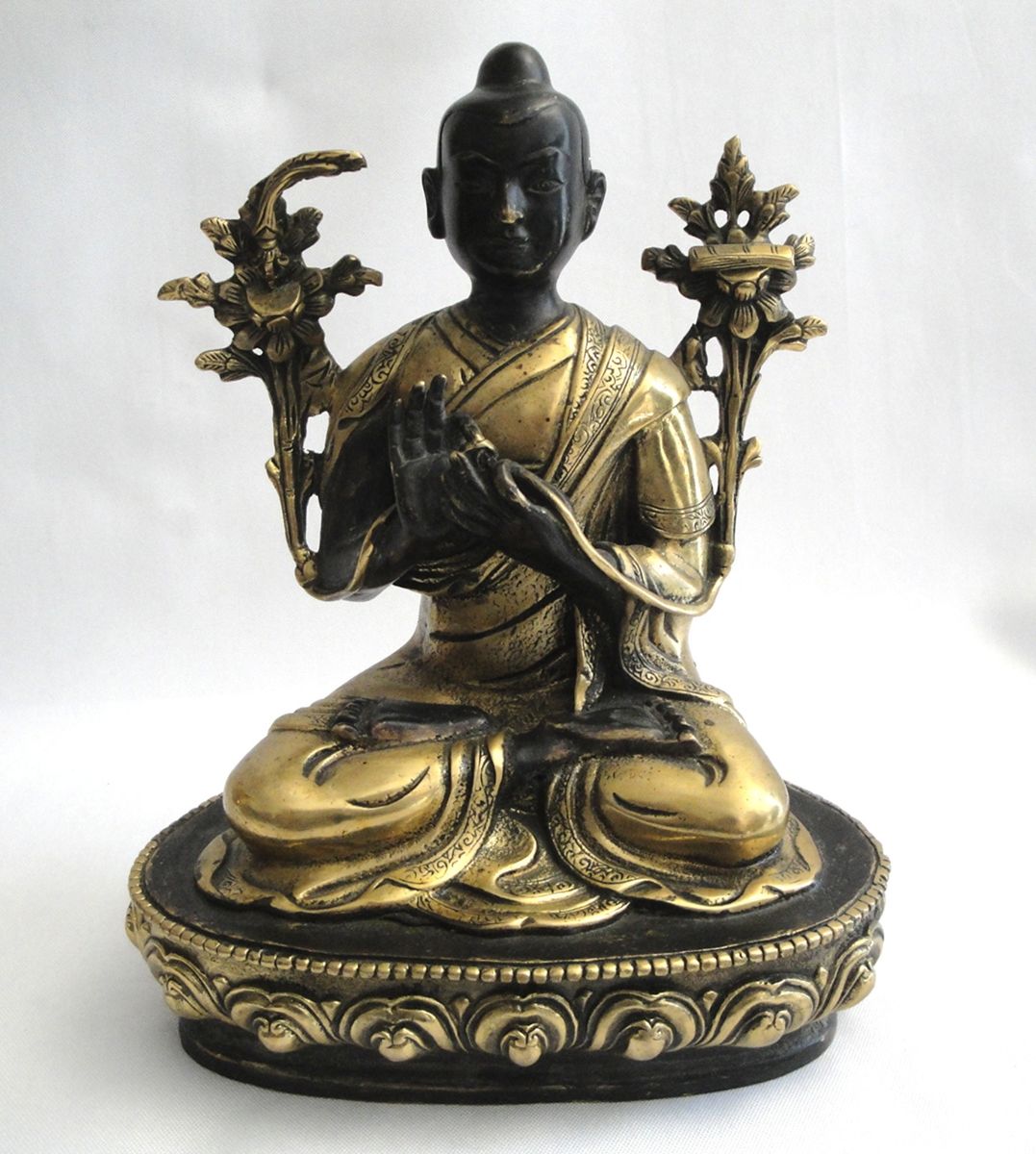 Tibetan Buddhism Temple Bronze Gilt Tsongkhapa Buddha Statue