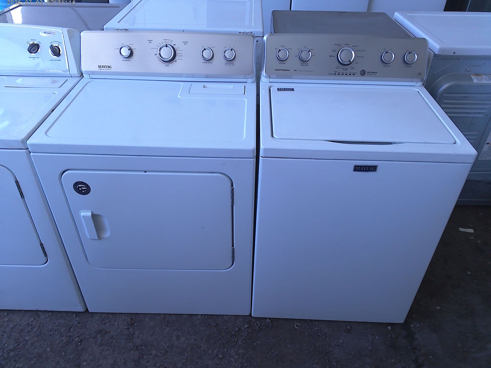 Maytag Centennial top load washer with matched electric dryer