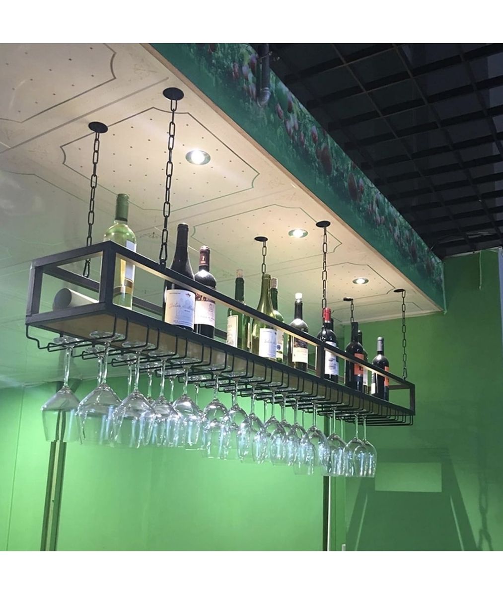 Ceiling Wine Glass Rack-black