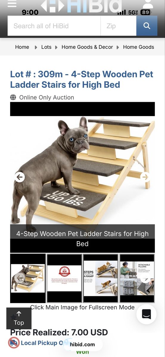 4-Step Wooden Pet Ladder Stairs for High Bed