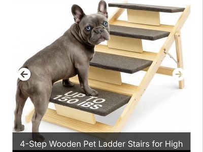 4-Step Wooden Pet Ladder Stairs for High Bed
